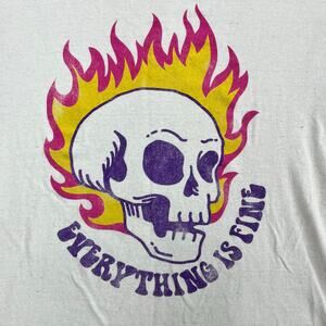 Everything Is Fine Flaming Skull Graphic T-Shirt Brisco Brands Large